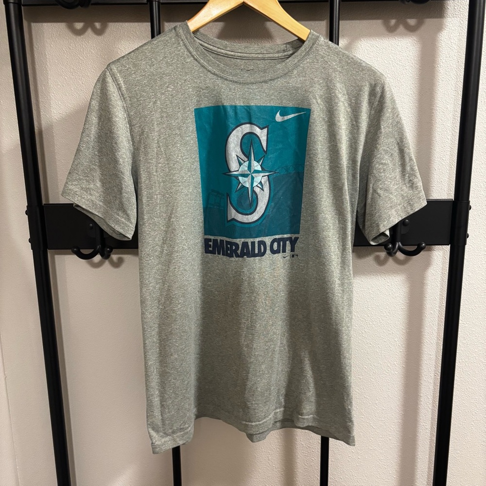 Nike Gray Short Sleeve Tee with Teal Graphic